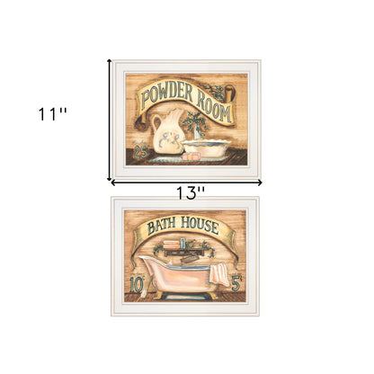 Set Of Two Bath And Powder Room 1 White Framed Print Wall Art