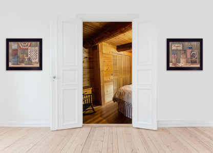 Set Of Two God Bless Or Sweet Land 3 Black Framed Print Wall Art