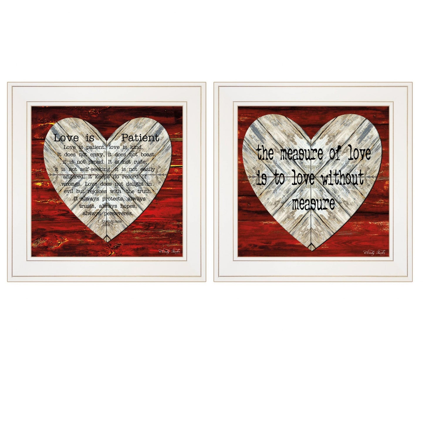 Set Of Two Love Without Measure White Framed Print Wall Art