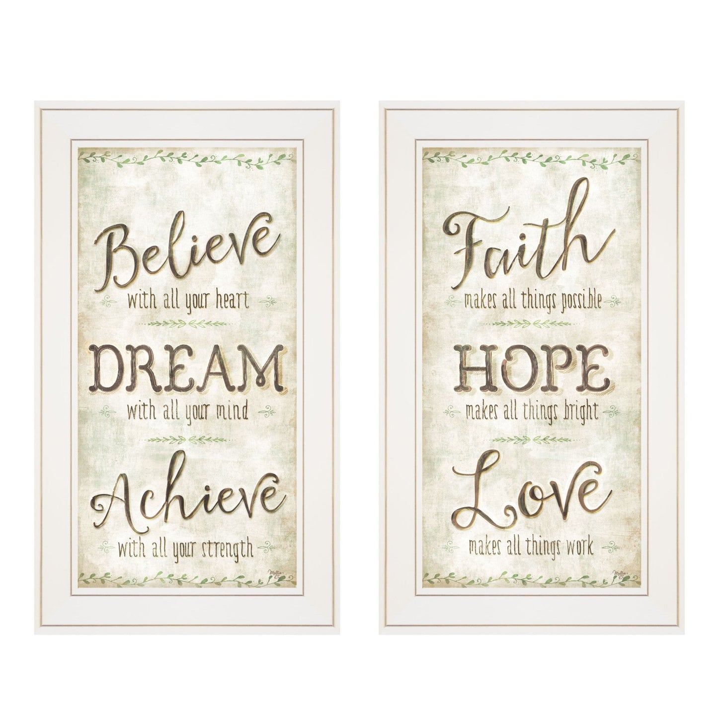 Set Of Two Faith Or Believe 1 White Framed Print Wall Art