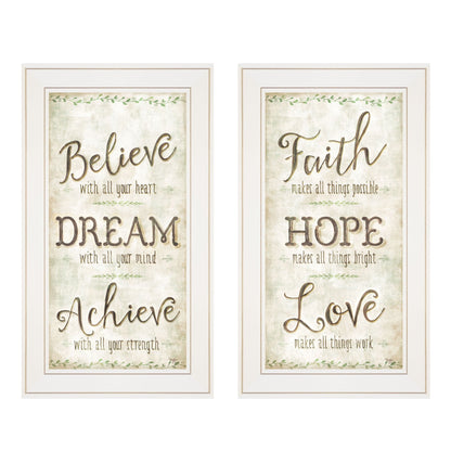Set Of Two Faith Or Believe 1 White Framed Print Wall Art