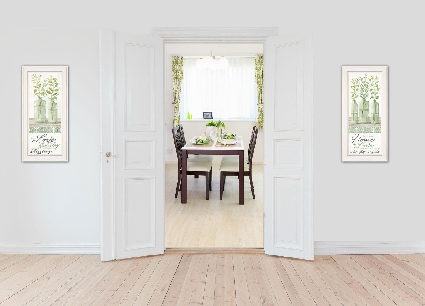 Set Of Two Home And Family White Framed Print Wall Art