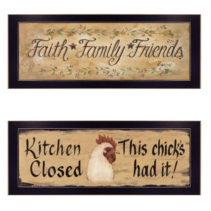 Set Of Two Faith*Family*Friends And This Chick Black Framed Print Wall Art