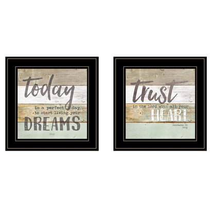 Set Of Two Trust In The Lord Black Framed Print Wall Art
