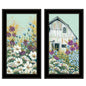 Set Of Two Floral Field 2 Black Framed Print Wall Art