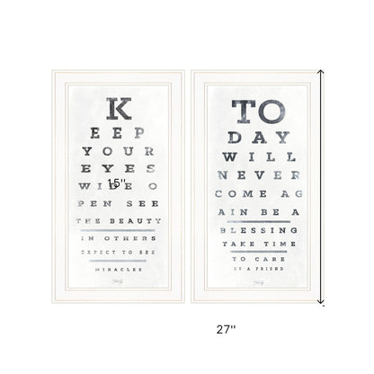 Set Of Two Eye Charts 3 White Framed Print Wall Art
