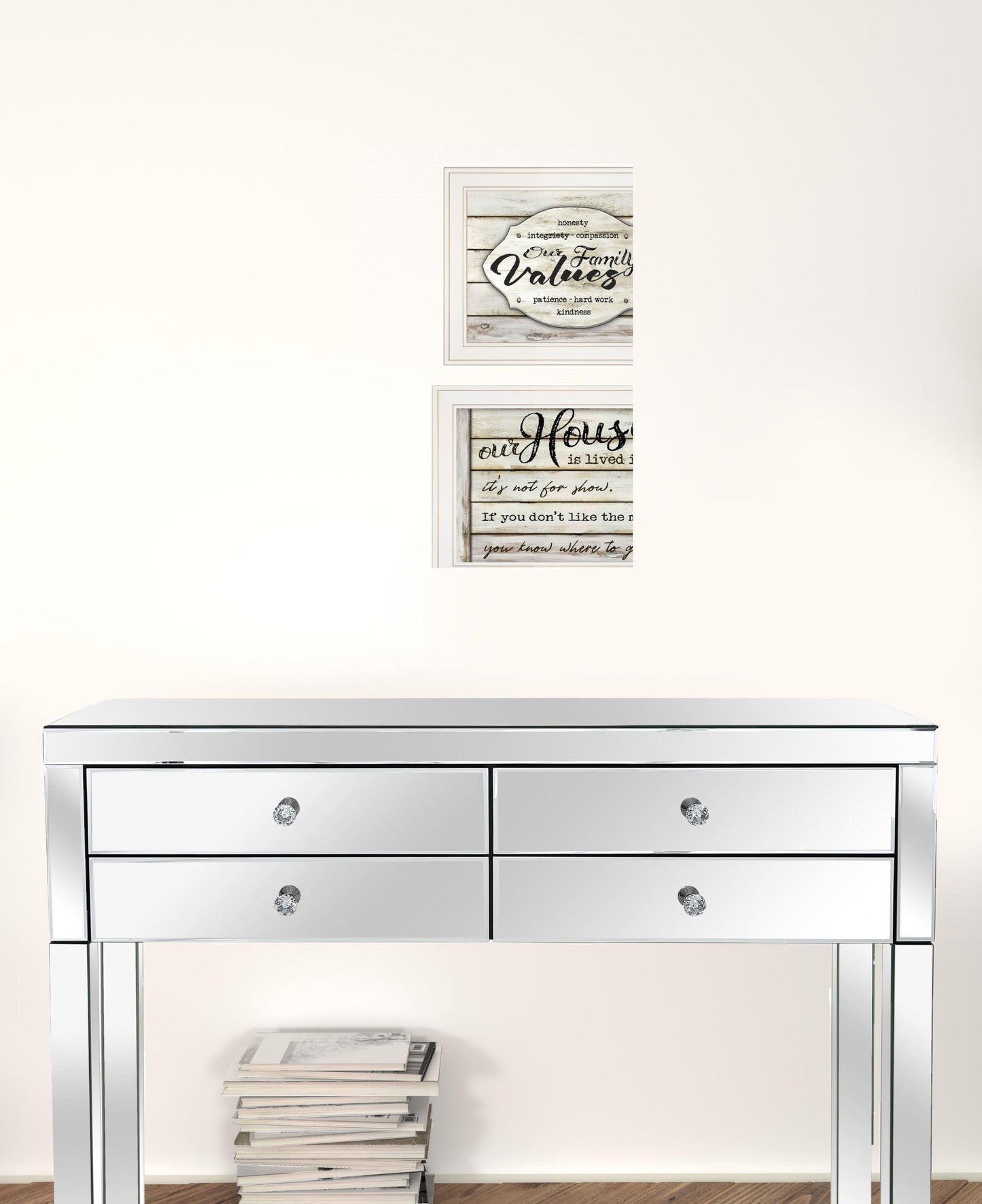 Set Of Two Family Values 1 White Framed Print Wall Art