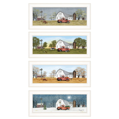 Set Of Four Billy Jacobs Four Seasons Collection V 4-Piece White Frame White Framed Print Wall Art