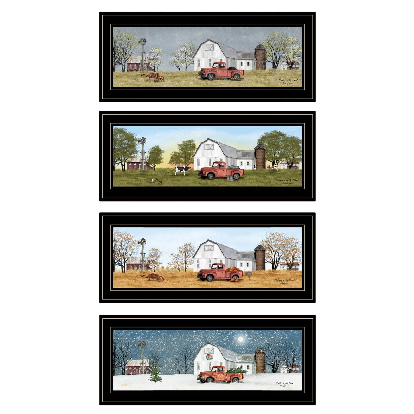 Set Of Four Billy Jacobs Four Seasons Collection V 4-Piece Black Frame 2 Black Framed Print Wall Art