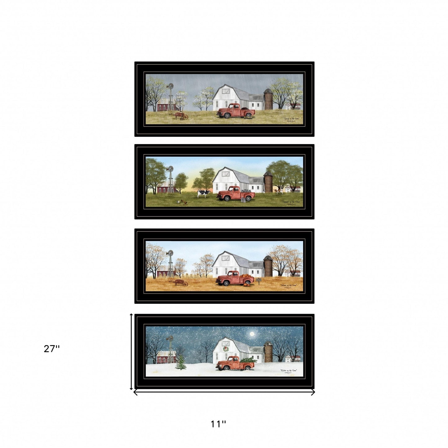 Set Of Four Billy Jacobs Four Seasons Collection V 4-Piece Black Frame 2 Black Framed Print Wall Art