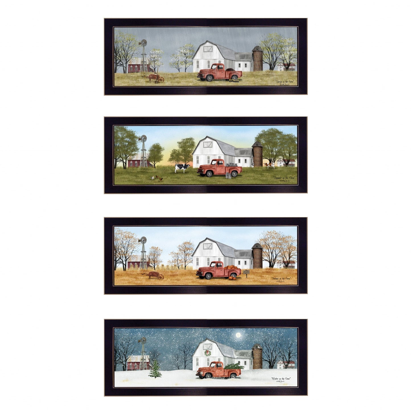 Set Of Four Billy Jacobs Four Seasons Collection V 4-Piece Black Frame 3 Black Framed Print Wall Art