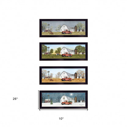 Set Of Four Billy Jacobs Four Seasons Collection V 4-Piece Black Frame 3 Black Framed Print Wall Art