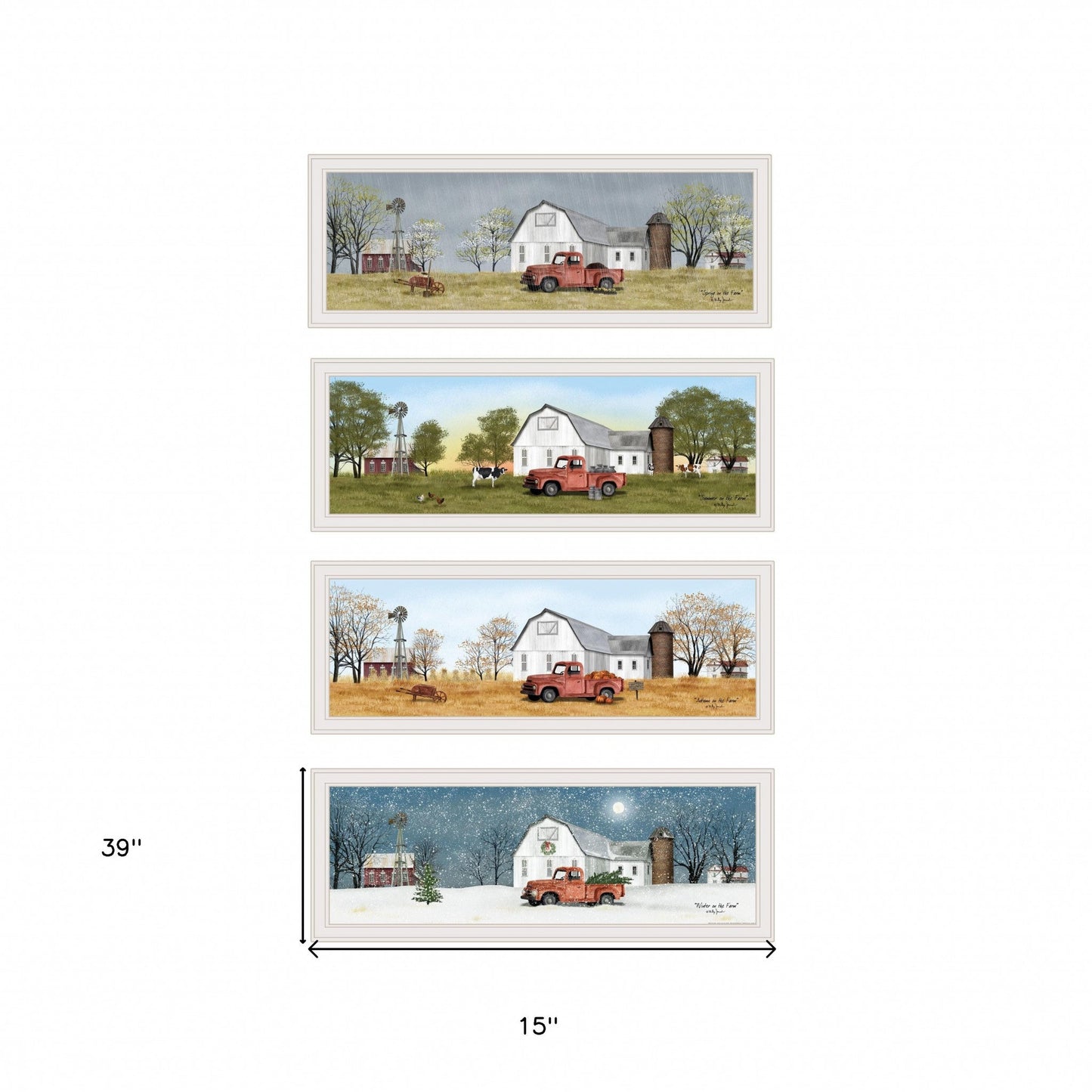 Set Of Four Billy Jacobs Four Seasons Collection VII 4-Piece 1 White Framed Print Wall Art