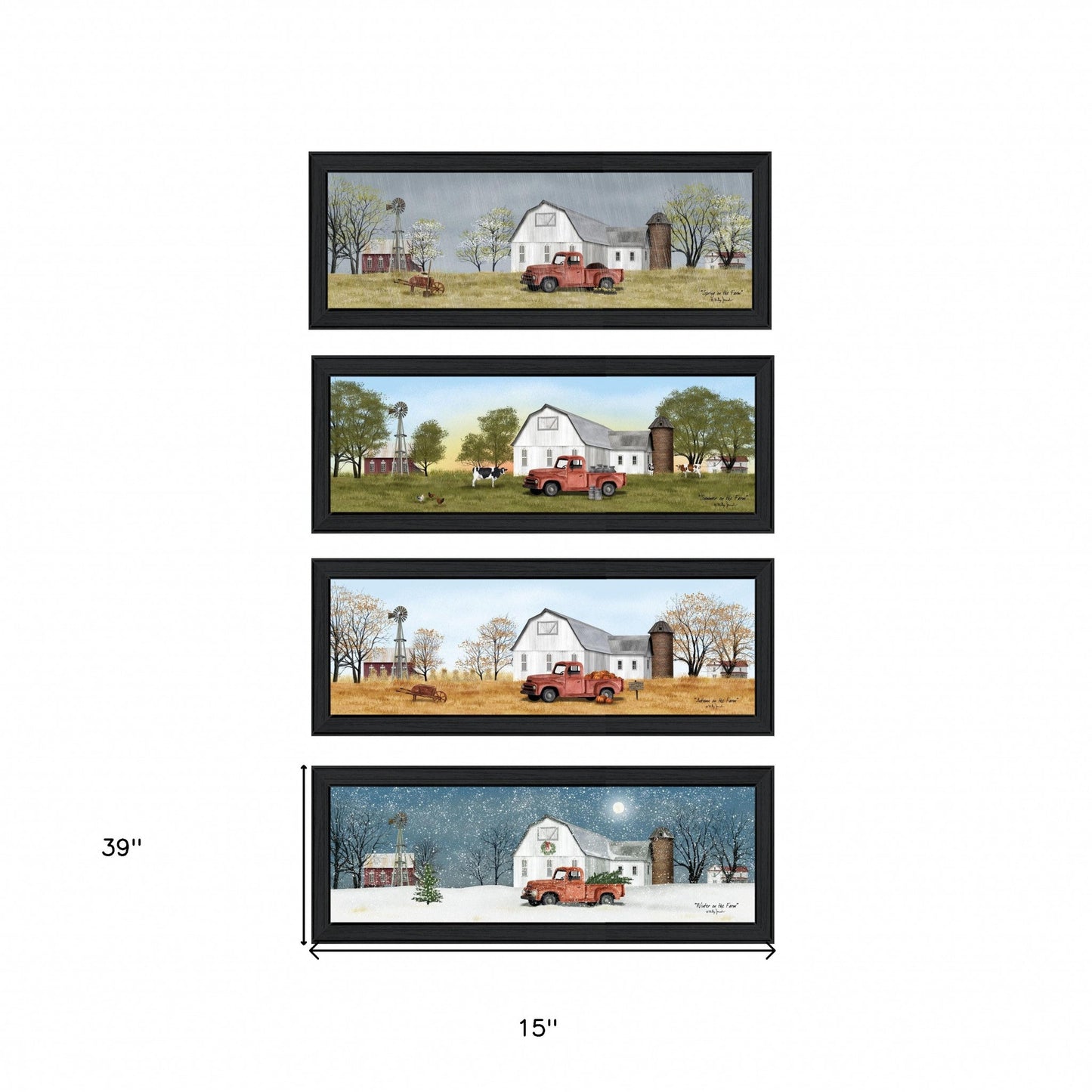 Set Of Four Billy Jacobs Four Seasons Collection VII 4-Piece 2 Black Framed Print Wall Art