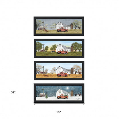 Set Of Four Billy Jacobs Four Seasons Collection VII 4-Piece 2 Black Framed Print Wall Art