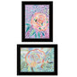 Set Of Two Colorful Big Bloom Abstract Flowers Black Framed Prints Wall Art