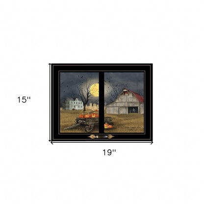 Spooky Harvest Moon 7 Black Framed Print Wall Art