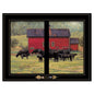 By The Red Barn Herd Of Angus 2 Black Framed Print Wall Art
