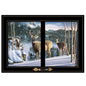 Morning View Deer 4 Black Framed Print Wall Art