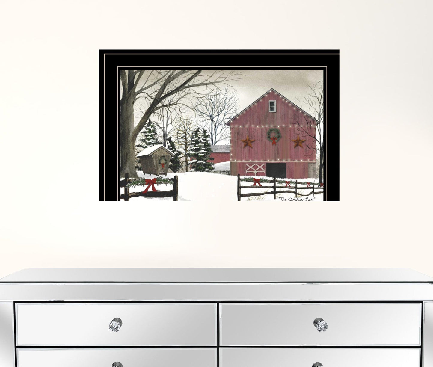 Christmas Barn 2 Black Framed Print Wall Art