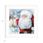 Santa With Lantern 1 White Framed Print Wall Art