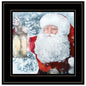 Santa With Lantern Black Framed Print Wall Art