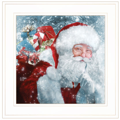Santa With Presents 1 White Framed Print Wall Art