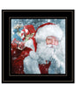 Santa With Presents 2 Black Framed Print Wall Art