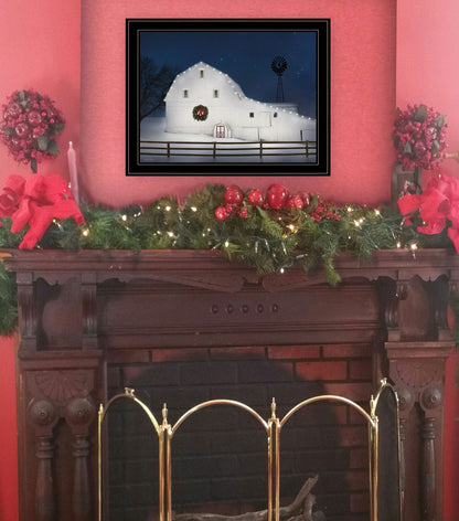 Christmas Starry Night 2 Black Framed Print Wall Art