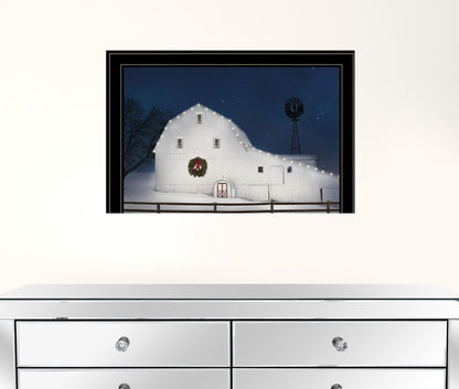 Christmas Starry Night 2 Black Framed Print Wall Art