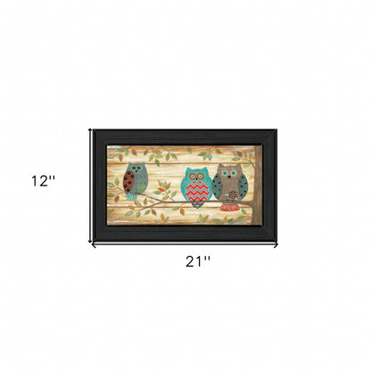Three Wise Owls 3 Black Framed Print Wall Art