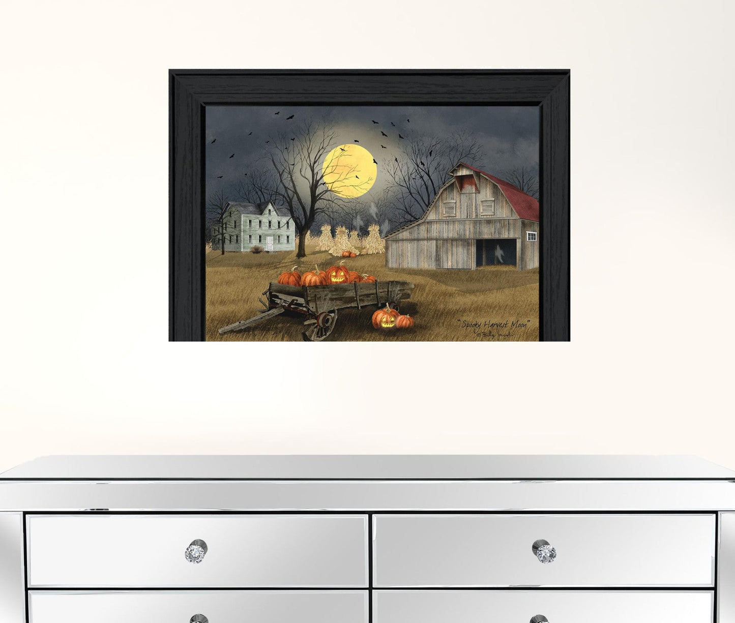 Spooky Harvest Moon 3 Black Framed Print Wall Art