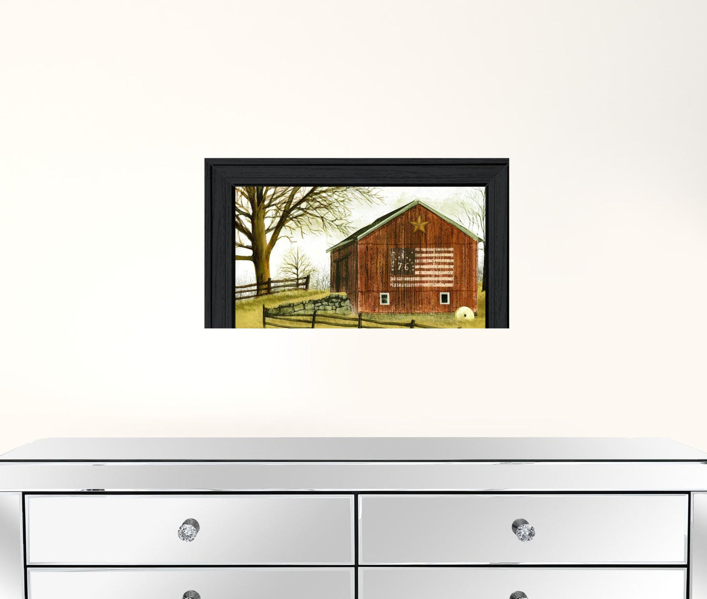 Flag Barn 2 Black Framed Print Wall Art