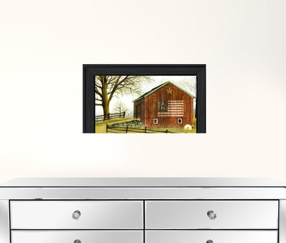 Flag Barn 2 Black Framed Print Wall Art