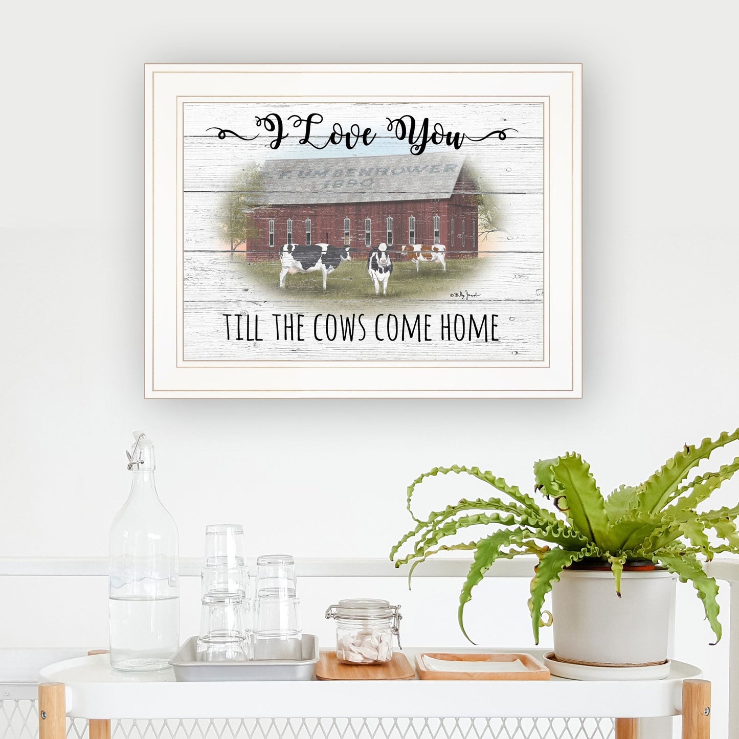 I Love You Till The Cows Come Home 1 White Framed Print Wall Art