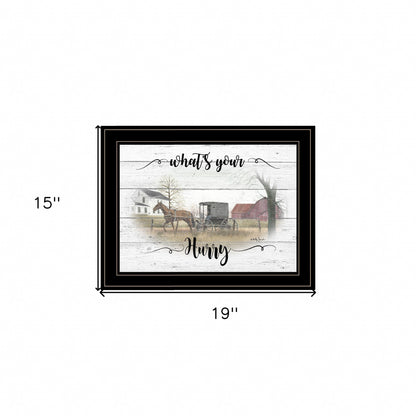 Whats Your Hurry Amish Buggy Black Framed Print Wall Art