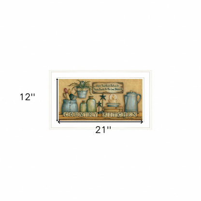 Decorative mat with 'Country Kitchen' text and rustic elements on a beige background.