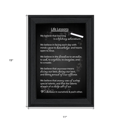 Black and White Life Lessons Black Framed Print Wall Art