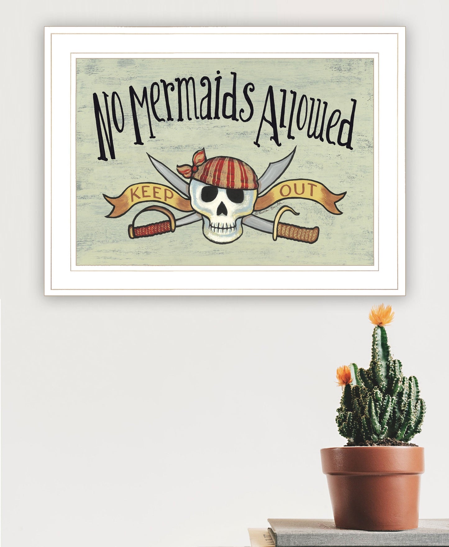 No Mermaids Allowed 2 White Framed Print Wall Art