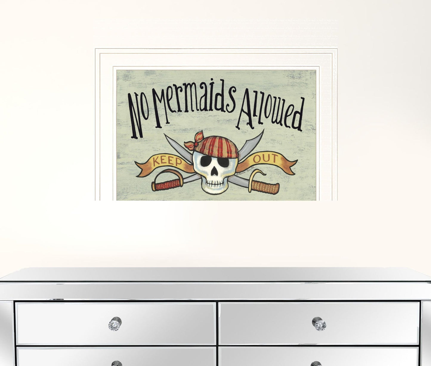No Mermaids Allowed 2 White Framed Print Wall Art