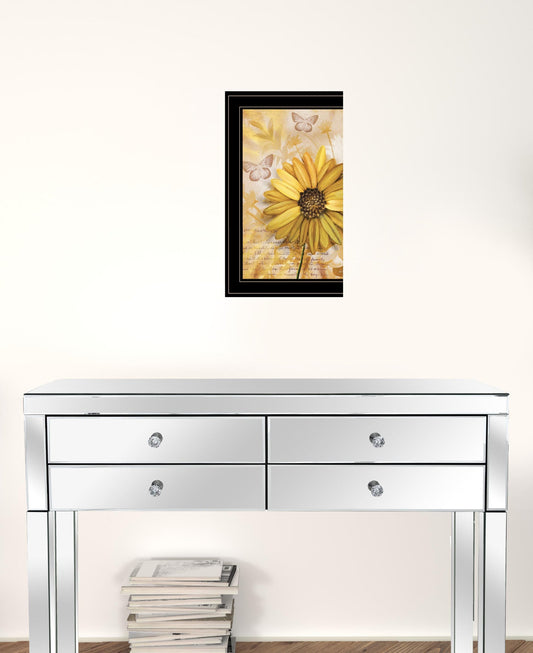 Flowers and Butterflies II 3 Black Framed Print Wall Art