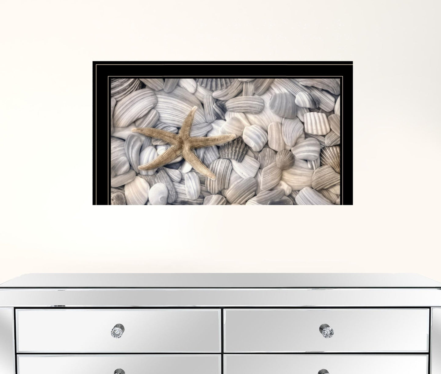 Starfish and Seashells 4 Black Framed Print Wall Art