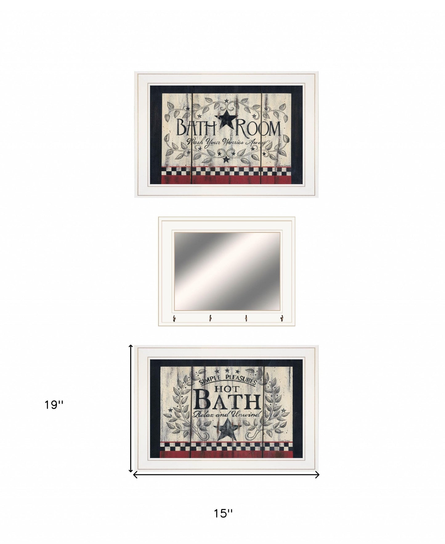 Set Of Three Hot Bath 15 White Framed Print Bathroom Wall Art