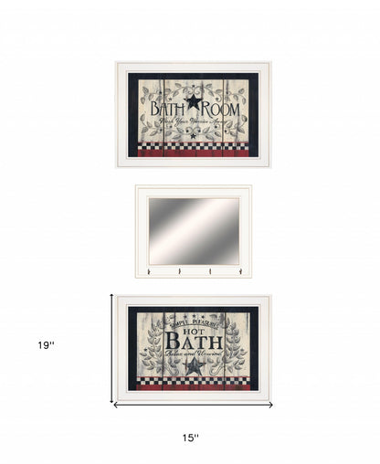 Set Of Three Hot Bath 15 White Framed Print Bathroom Wall Art