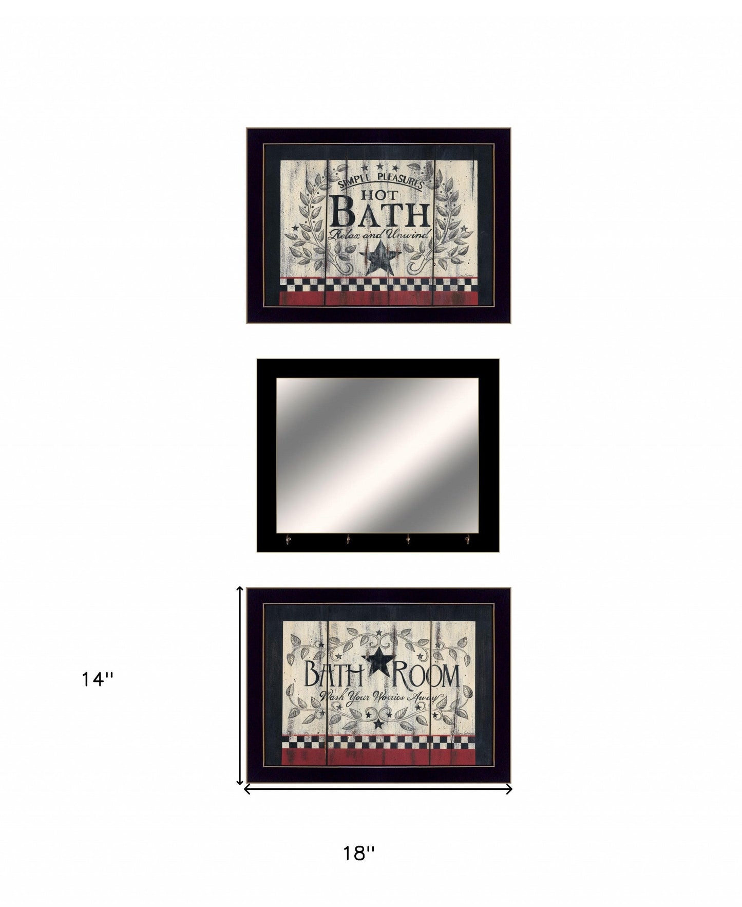 Set Of Three Hot Bath 18 Black Framed Print Bathroom Wall Art