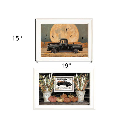 Set Of Two Harvest Moon 1 White Framed Print Kitchen Wall Art