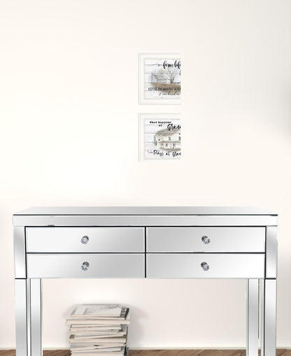Set Of Two Stays at Grandmas 1 White Framed Print Wall Art