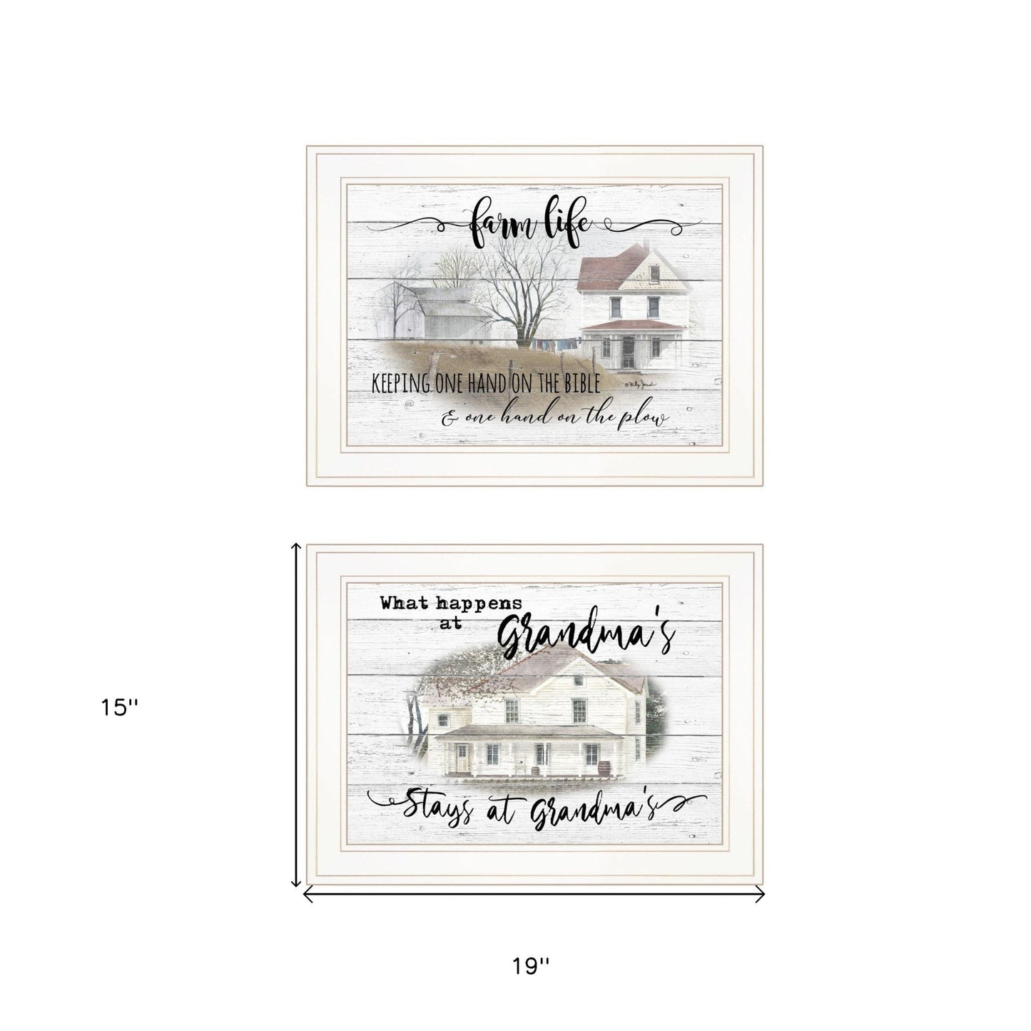 Set Of Two Stays at Grandmas 1 White Framed Print Wall Art