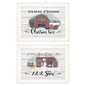 Set Of Two Farm Christmas 1 White Framed Print Wall Art