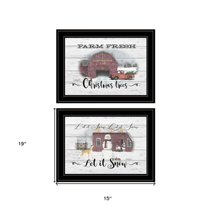 Set Of Two Farm Christmas 2 Black Framed Print Wall Art